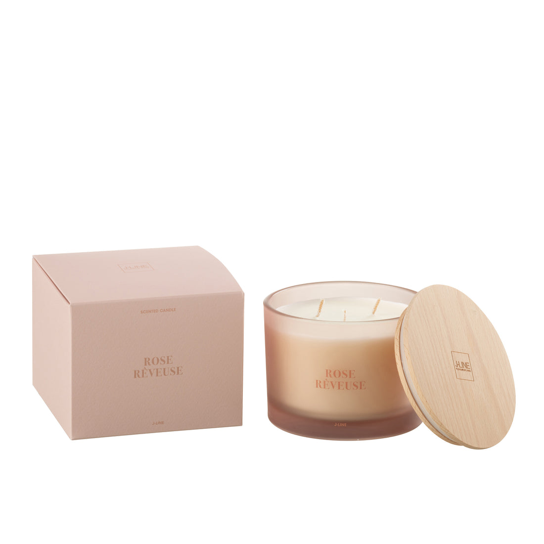 LARGE SCENTED 3 WICK CANDLE IN FROSTED GLASS |  ROSE REVEUSE