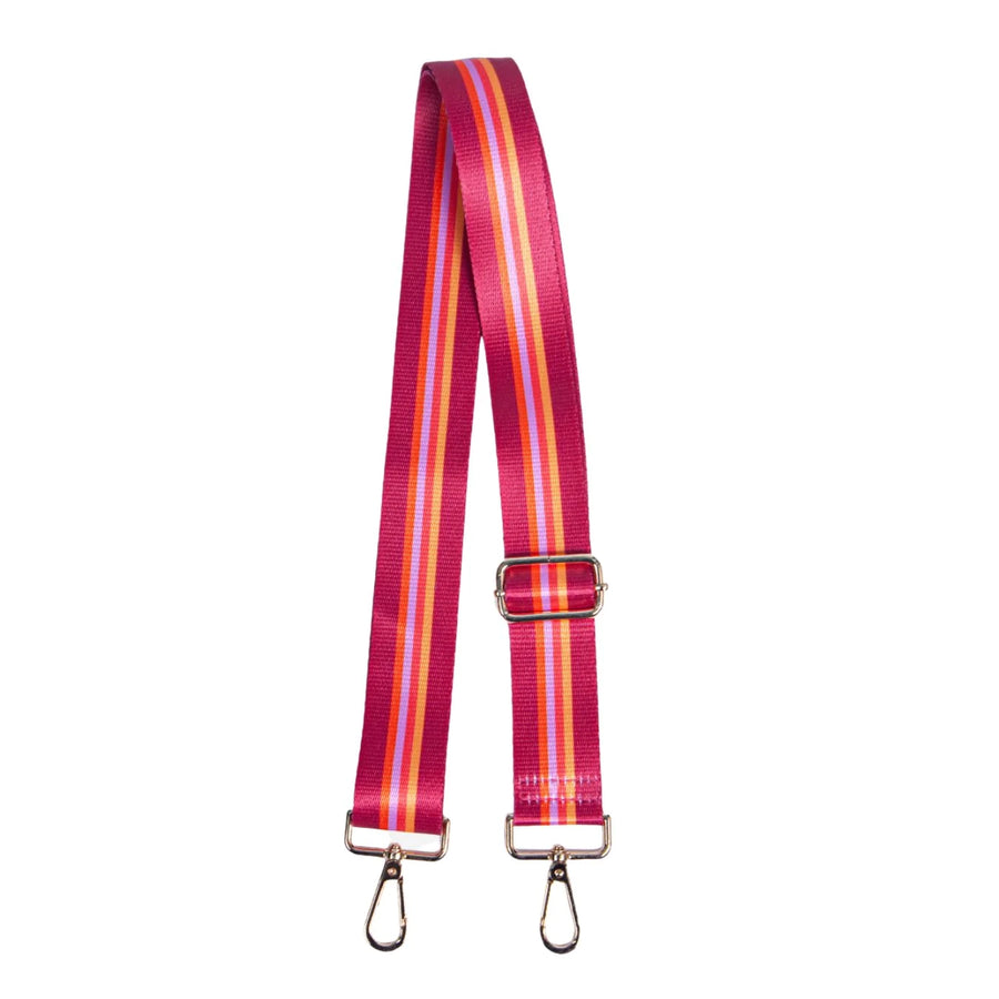BAG STRAP | RED WITH FOUR CENTRE STRIPES