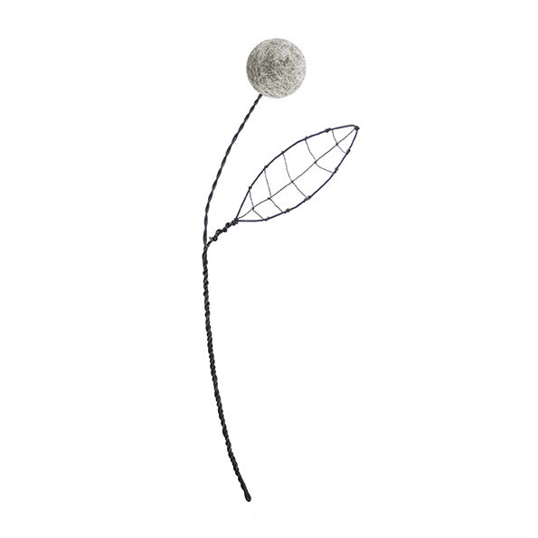 WIRE POMPOM FLOWER | GREY