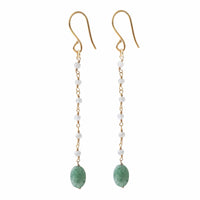 BLOOMING MOONSTONE AVENTURINE GOLD EARRINGS