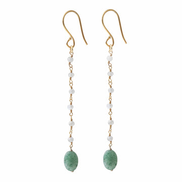 BLOOMING MOONSTONE AVENTURINE GOLD EARRINGS