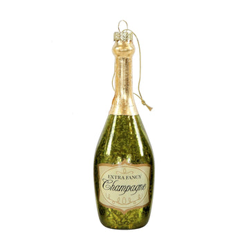 CHAMPAGNE BOTTLE GLASS BAUBLE
