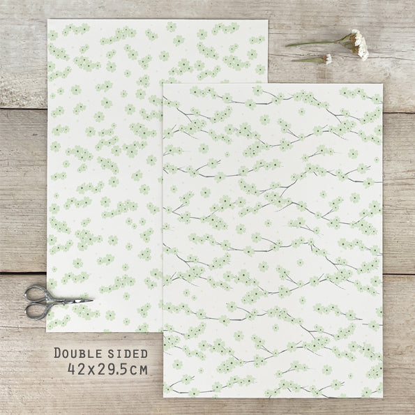 SMALL WRAP | DOUBLE SIDED GREEN BLOSSOM