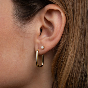 LARGE RECTANGLE HOOP EARRINGS | GOLD