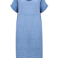 TESA MIDI LINEN DRESS | DENIM BLUE