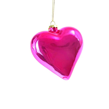 PEARLY GLASS HEART BAUBLE | PINK