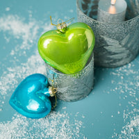 PEARLY GLASS HEART BAUBLE | BLUE