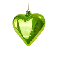 PEARLY GLASS HEART BAUBLE | GREEN