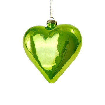 PEARLY GLASS HEART BAUBLE | GREEN