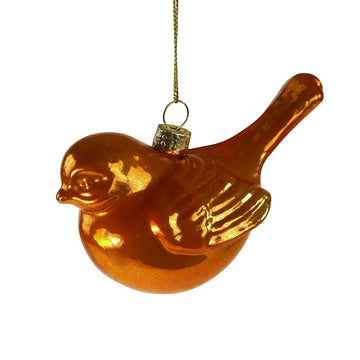 GLASS BIRD BAUBLE | ORANGE