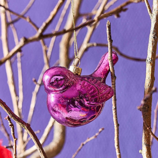 GLASS BIRD BAUBLE | PURPLE