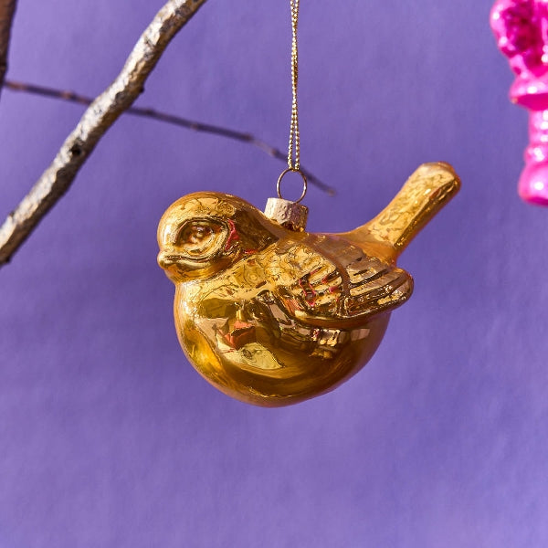 GLASS BIRD BAUBLE | YELLOW