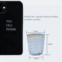 DECORATIVE CLEAR HONEYCOMB GLASS TEALIGHT HOLDER WITH GOLD RIM | BOX OF 12