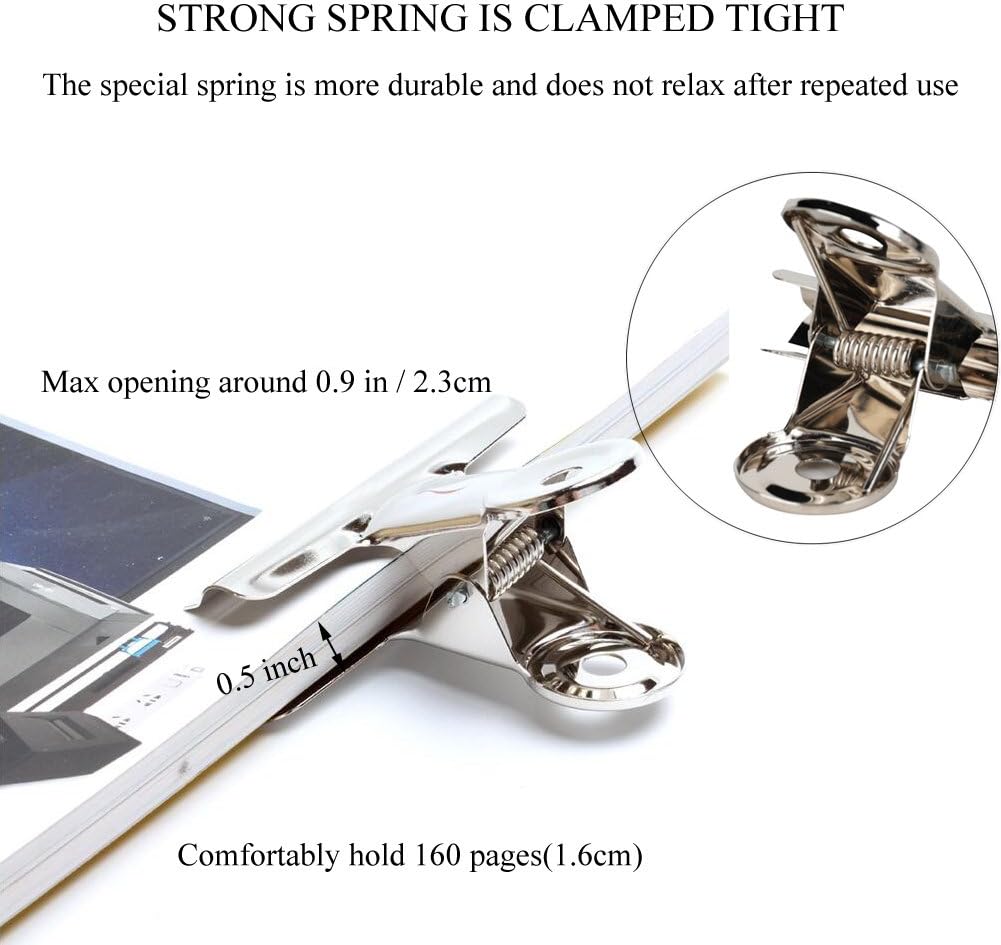 SILVER METAL LARGE BULLDOG CLIPS | PACK 20