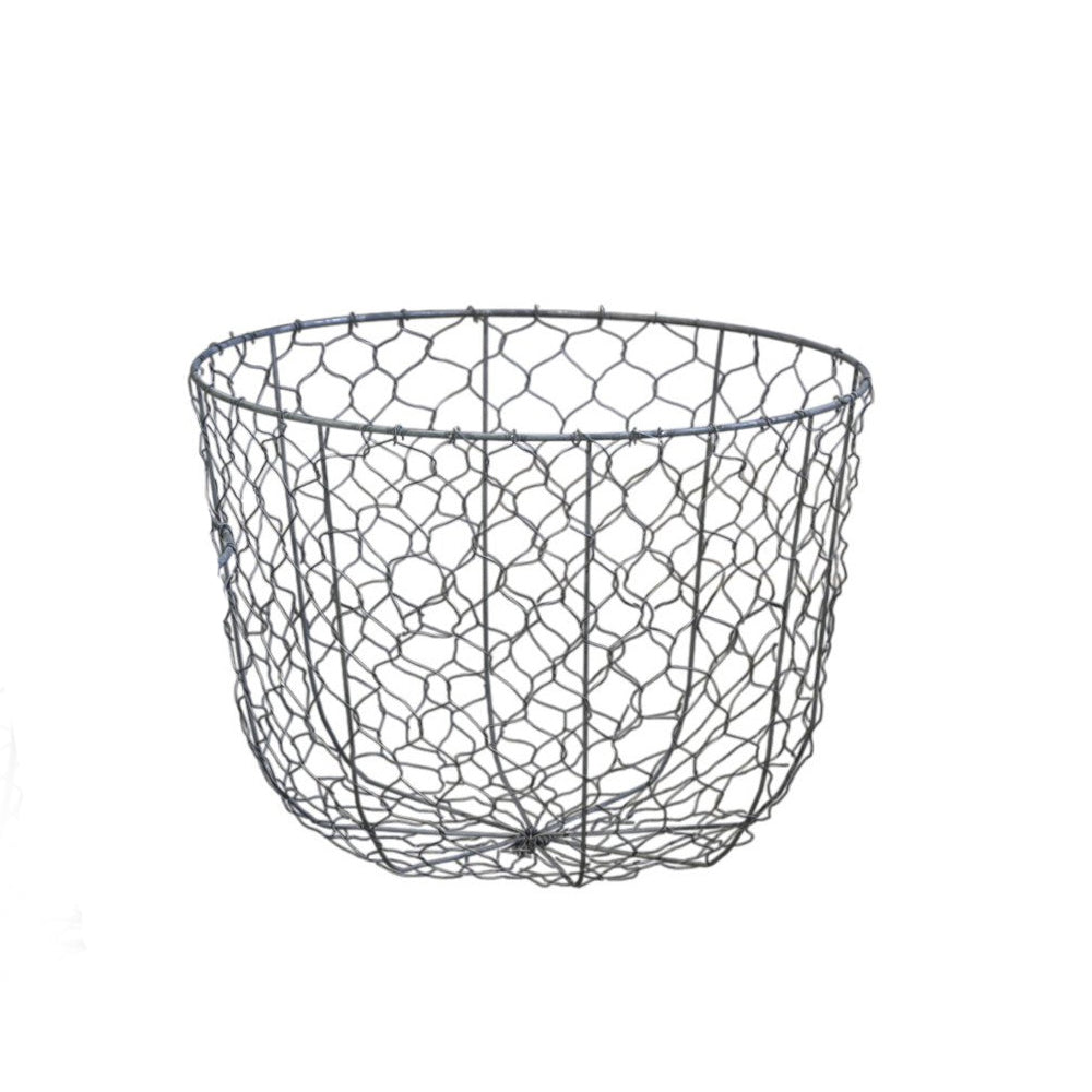 ANTIQUED ZINC ROUND BASKET