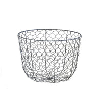 ANTIQUED ZINC ROUND BASKET