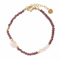 SWEET GARNET ROSE QUARTZ GOLD BRACELET