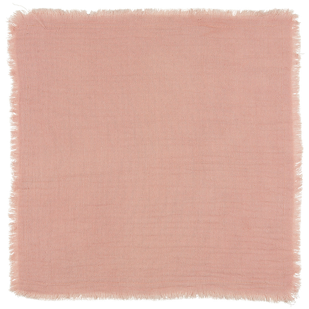100% COTTON DOUBLE WEAVE NAPKIN WITH FRAYED EDGE | BLUSH PINK