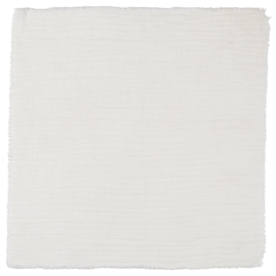 100% COTTON DOUBLE WEAVE NAPKIN WITH FRAYED EDGE | WHITE