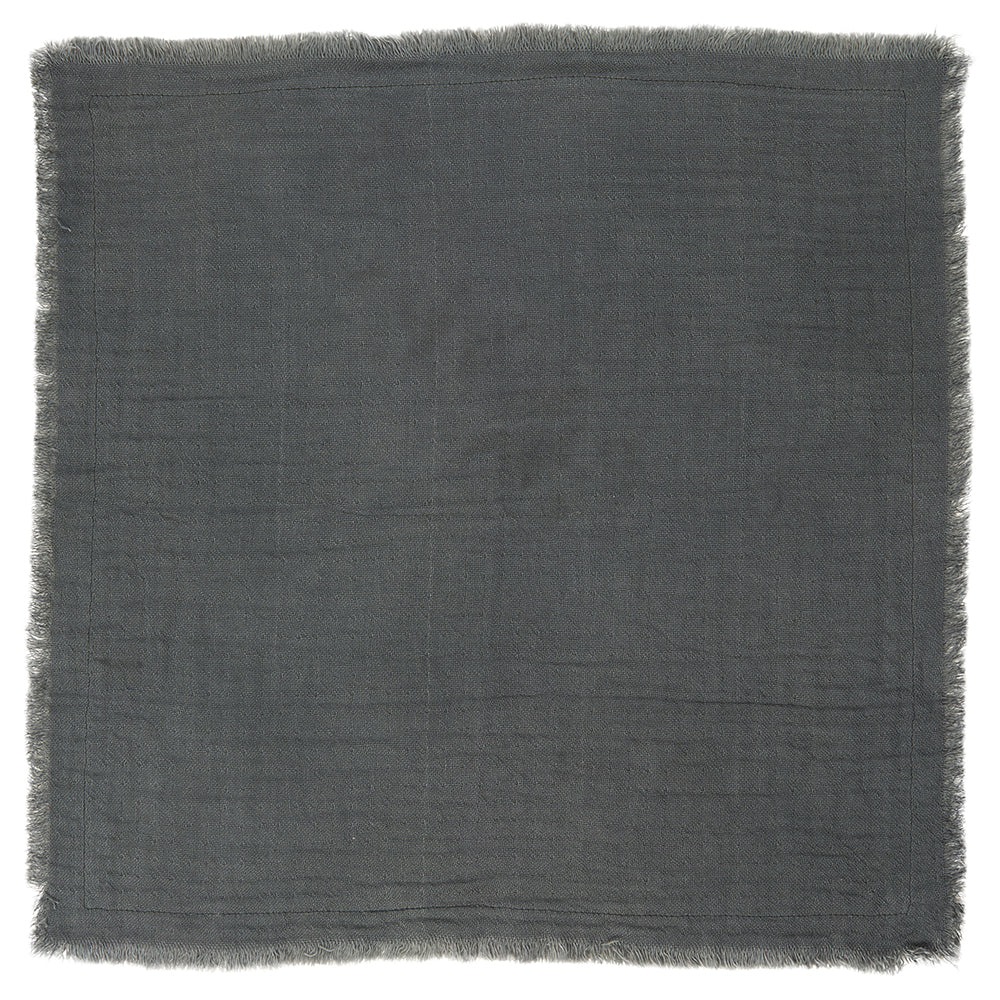 100% COTTON DOUBLE WEAVE NAPKIN WITH FRAYED EDGE | DARK GREY