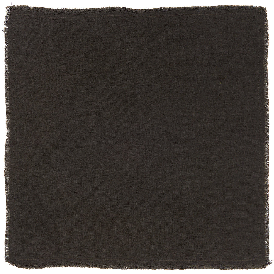 100% COTTON DOUBLE WEAVE NAPKIN WITH FRAYED EDGE | ANTHRACITE