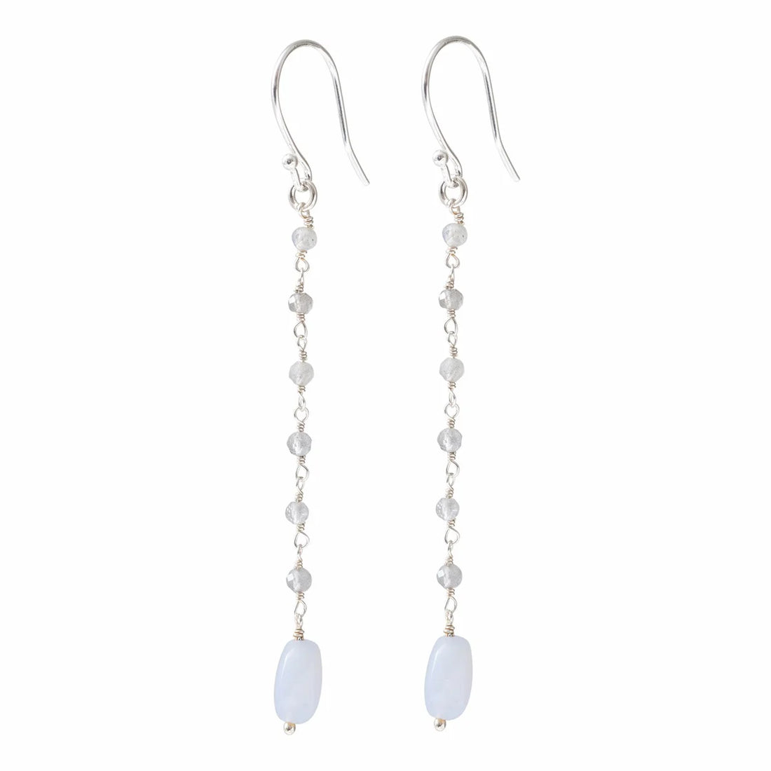 BLOOMING LABRADORITE BLUE LACE AGATE SILVER EARRINGS