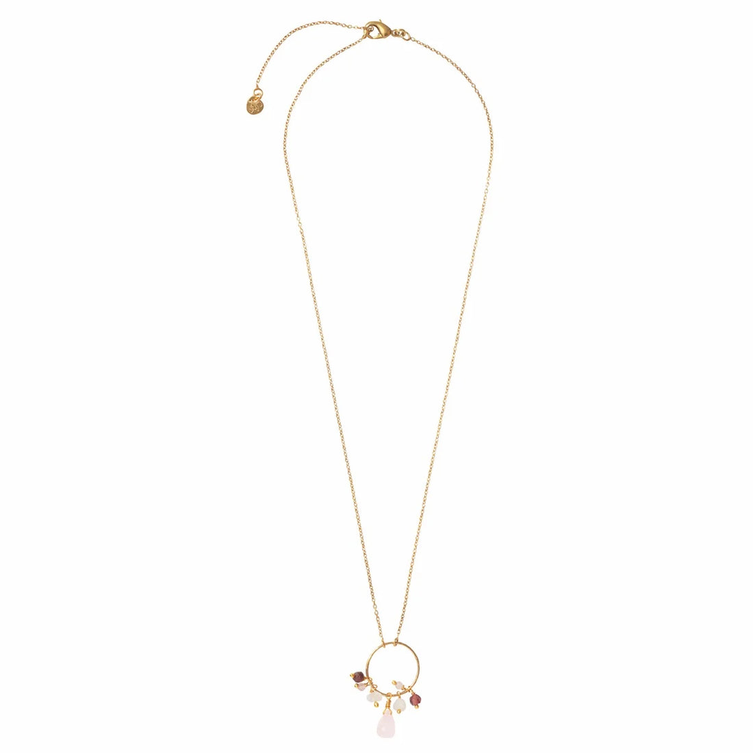 SPARKLES ROSE QUARTZ MIX GOLD NECKLACE