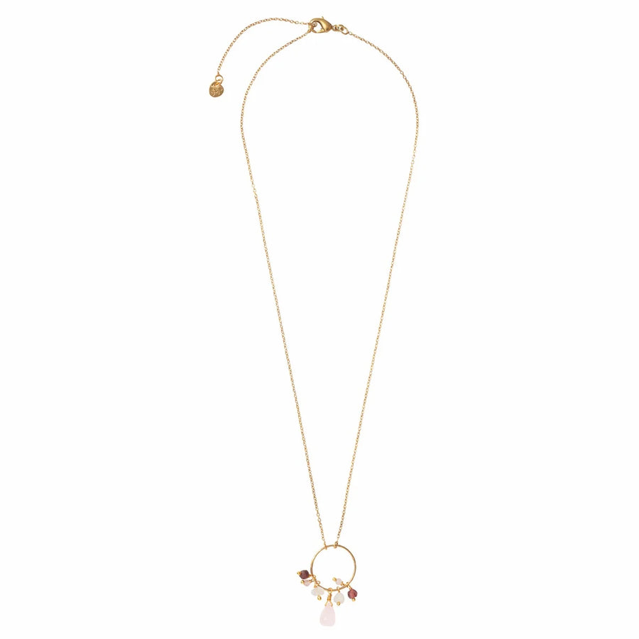 SPARKLES ROSE QUARTZ MIX GOLD NECKLACE