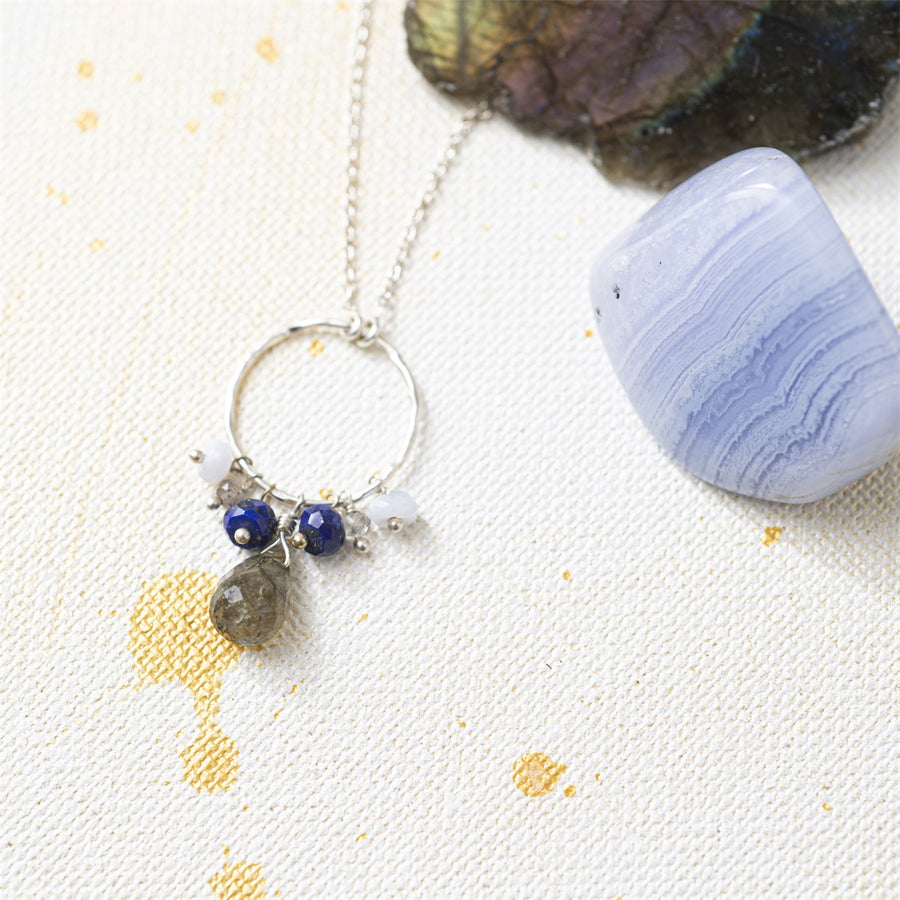SPARKLES LABRADORITE MIX SILVER NECKLACE