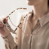 FLOWER ROSE QUARTZ GOLD GLASSES CORD