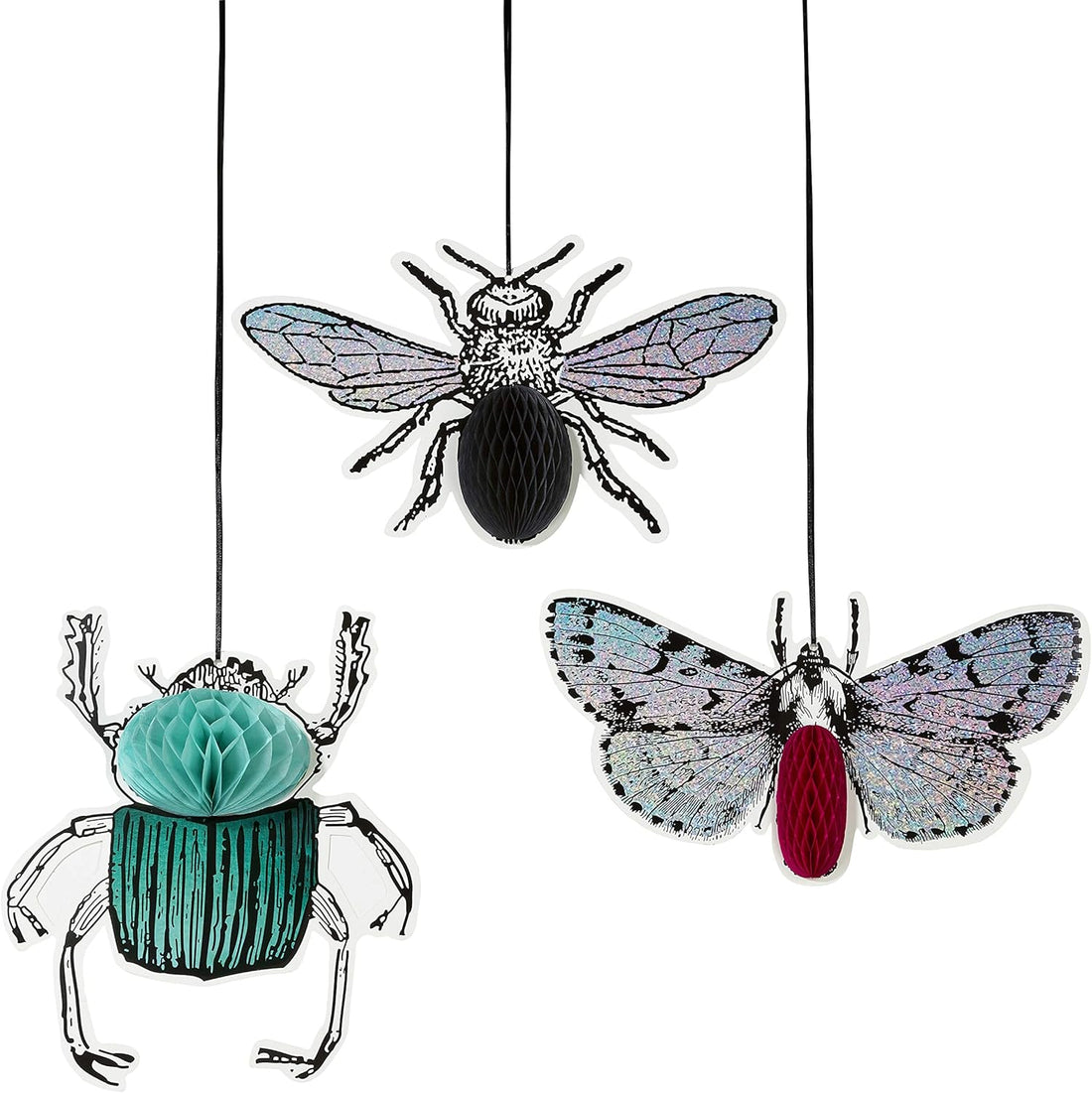 SET OF 3 HONEYCOMB BUG DECORATIONS