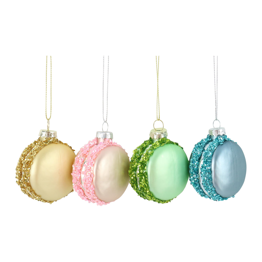 MACARON GLASS SEQUIN BAUBLES | 4 COLOURS