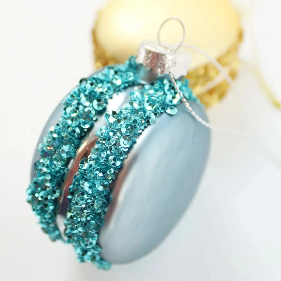 MACARON GLASS SEQUIN BAUBLES | 4 COLOURS