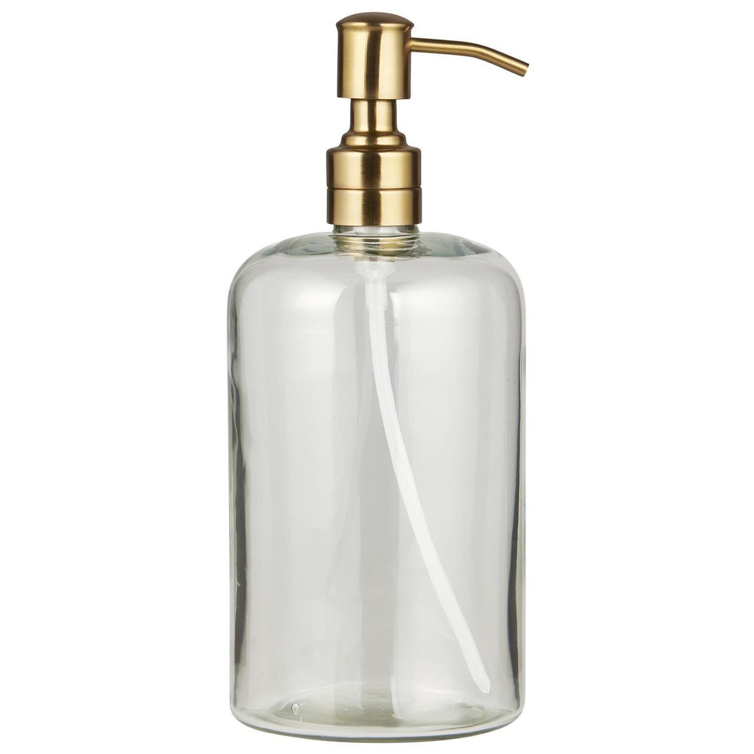 GLASS DISPENSER BOTTLE WITH BRASS COLOURED STAINLESS PUMP