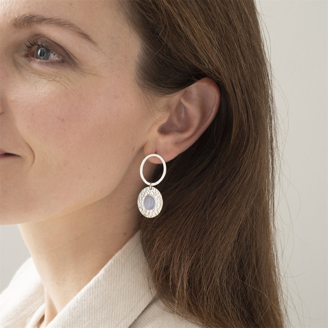 THANKFUL BLUE LACE AGATE SILVER EARRINGS