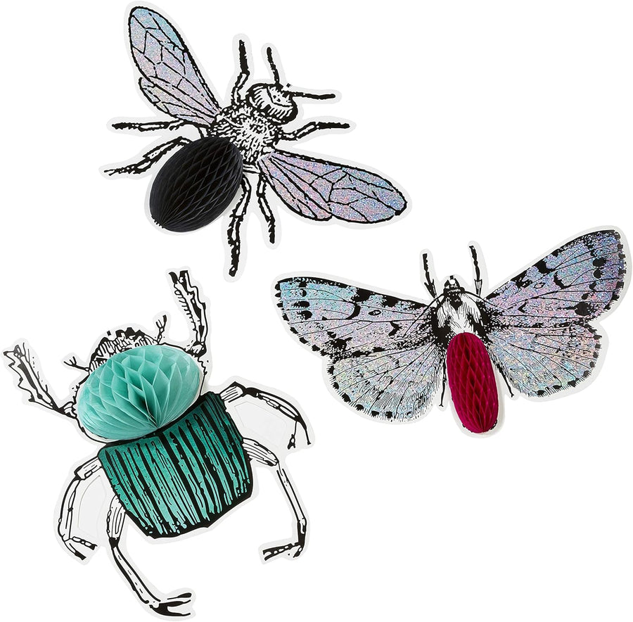 SET OF 3 HONEYCOMB BUG DECORATIONS