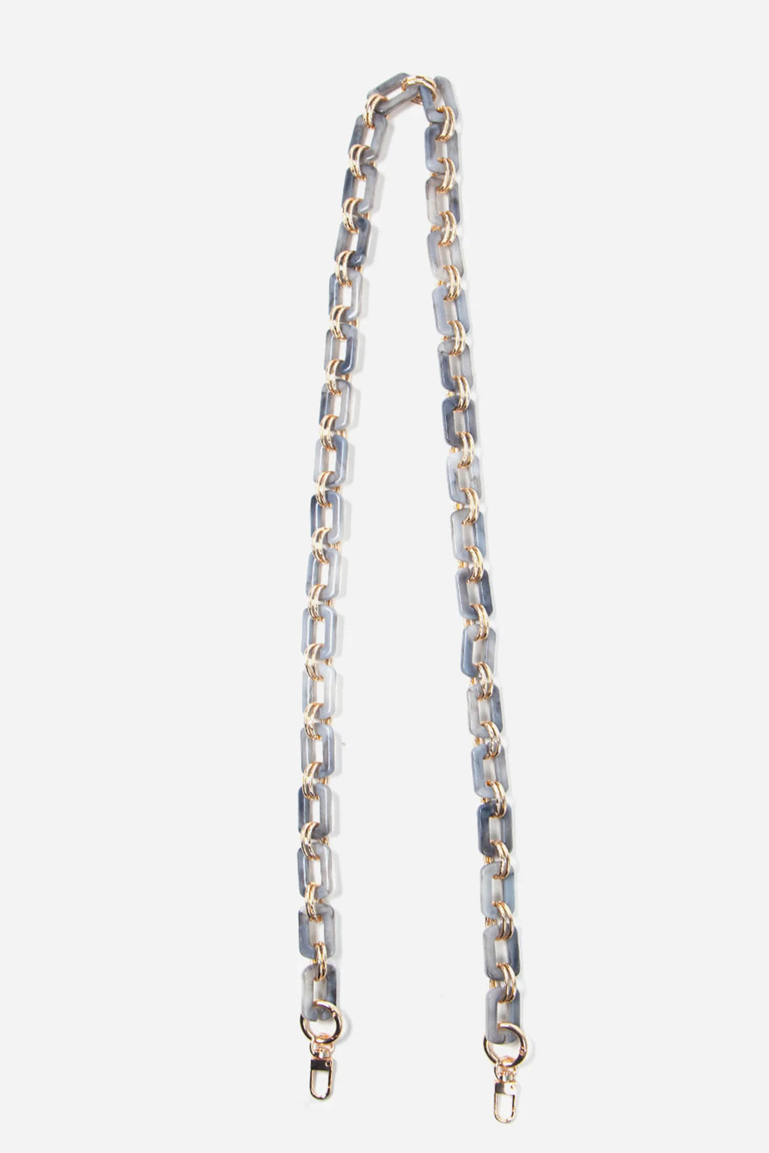 SQUARE LINK ACRYLIC BAG STRAP WITH ADDITIONAL GOLD LINKS | GREY