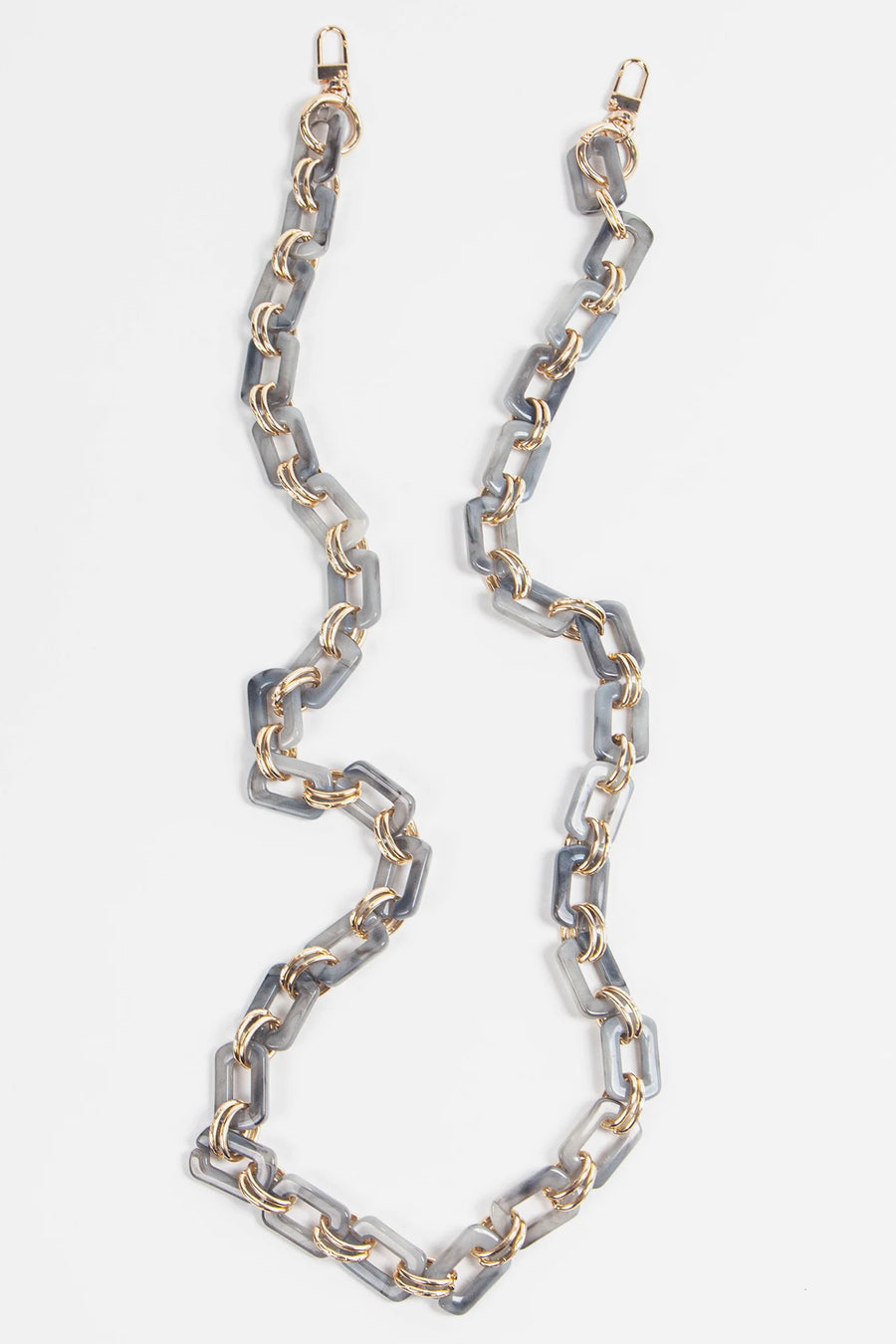 SQUARE LINK ACRYLIC BAG STRAP WITH ADDITIONAL GOLD LINKS | GREY