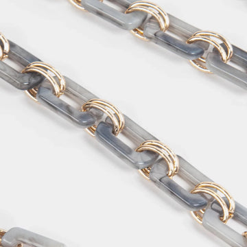 SQUARE LINK ACRYLIC BAG STRAP WITH ADDITIONAL GOLD LINKS | GREY