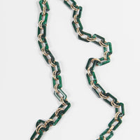 SQUARE LINK ACRYLIC BAG STRAP WITH ADDITIONAL GOLD LINKS | GREEN