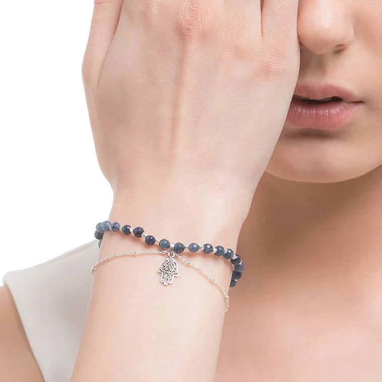 HAMSA BRACELET | SILVER & LAPIS