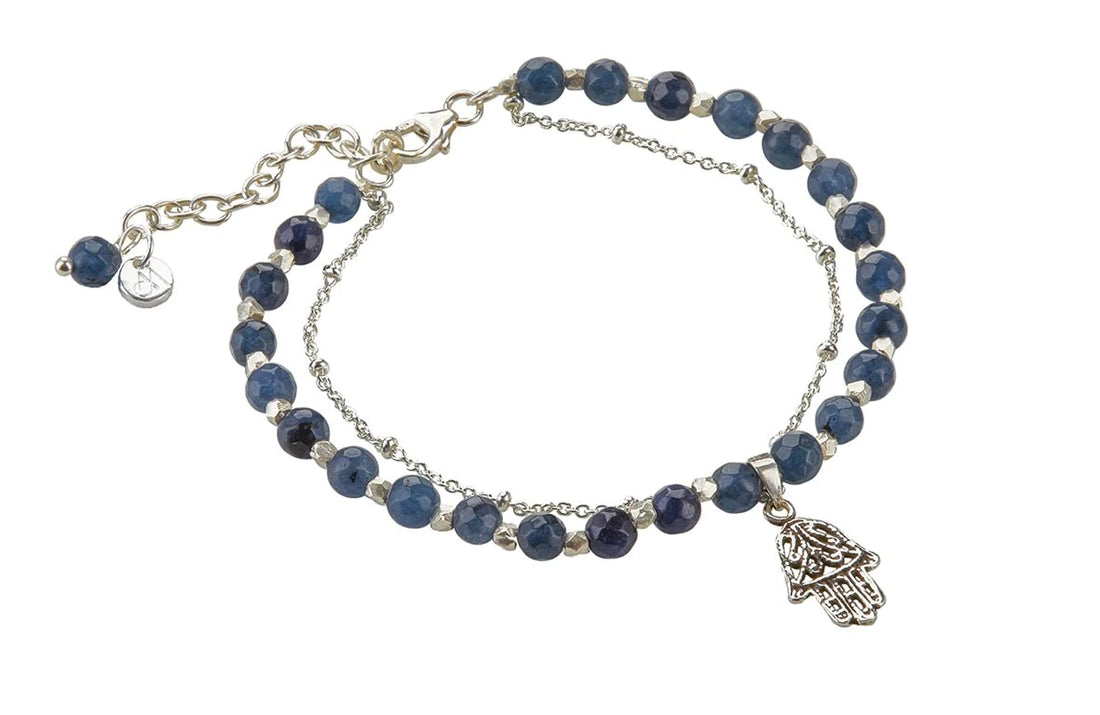 HAMSA BRACELET | SILVER & LAPIS