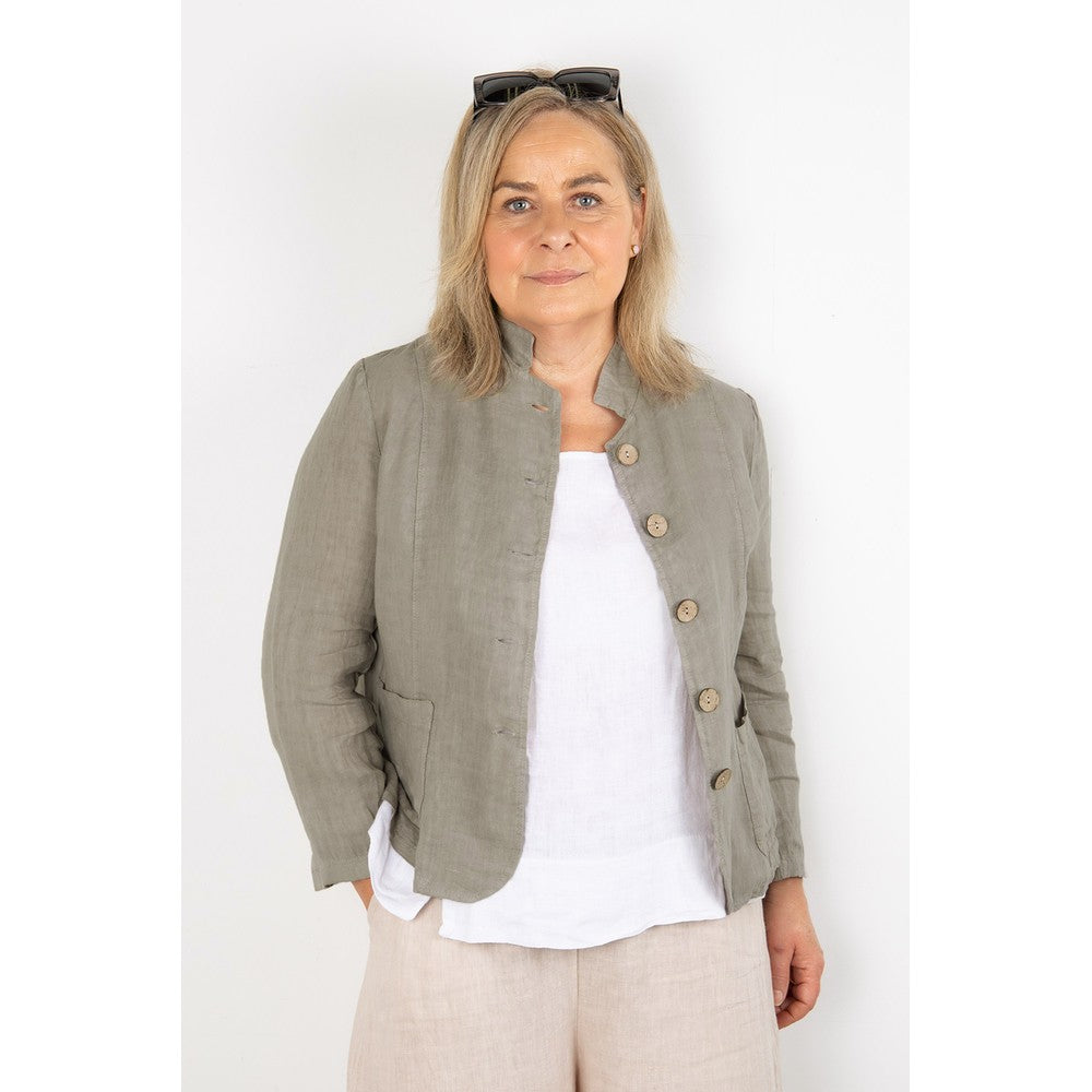 KATIA FRONT POCKET SHORT LINEN JACKET | FRAGOLA