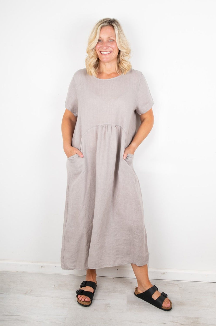 TESA MIDI LINEN DRESS | DENIM BLUE