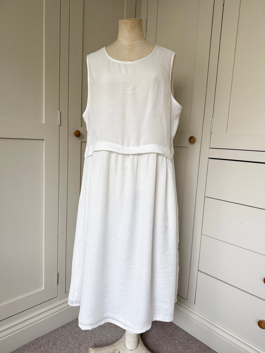 BAMBOO & COTTON AMY DRESS | OFF WHITE | M|L