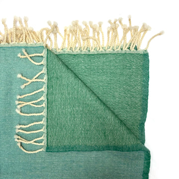 FINE WOOL THROW WITH TASSELS | AQUA