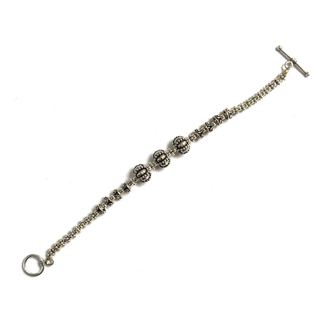 INDIAN SILVER BEADED BRACELET