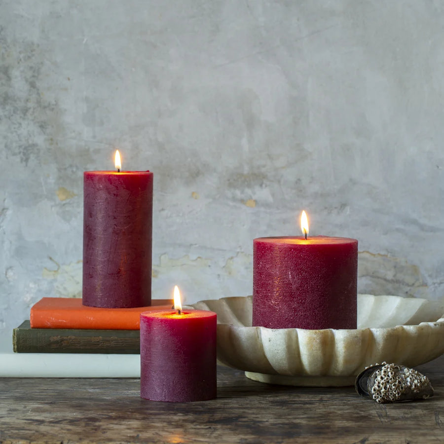 RUSTIC PILLAR CANDLE | PLUM