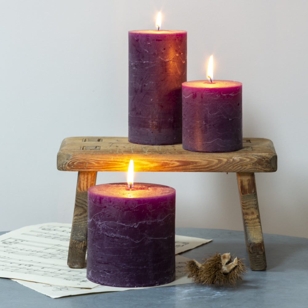 RUSTIC PILLAR CANDLE | AMETHYST