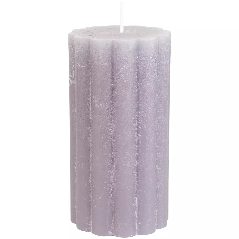 RUSTIC SCALLOPED PILLAR CANDLE | LIGHT GREY